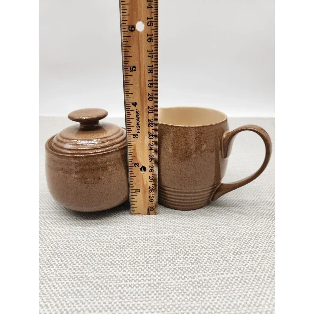 Denby Langley Greystone Brown Sugar Bowl And Creamer Jug Set Discontinued